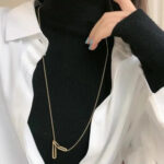 Simple light luxury hollow rectangular long necklace women's sweater chain ins style European and American fashion Internet celebrity tide does not fade Glossy.pk