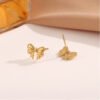 18k Gold Clavicle Chain Titanium Steel Necklace Design Sense Bow Water Drop Love Chain anti-tarnish jewellery from Glossy.pk, Lahore