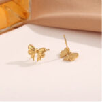 2024 new 18k gold clavicle chain titanium steel necklace design sense bow water drop love chain does not fade Glossy.pk