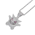 Zhongyi cross-border European and American hip hop elf cartoon funny necklace micro inlaid purple zircon pendant factory wholesale Glossy.pk