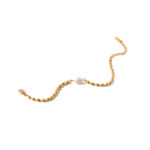 European and American ins style Internet celebrity necklace women's niche non-fading natural freshwater pearl oval gold bean titanium steel necklace Glossy.pk