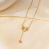 18k Gold Clavicle Chain Titanium Steel Necklace Design Sense Bow Water Drop Love Chain anti-tarnish jewellery from Glossy.pk, Lahore