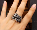 Zhongyi wish European and American vintage men's titanium steel ring Trendy male domineering steel ring Unique multiple skull rings Glossy.pk