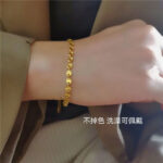 Simple embossed bracelet, women's high-end temperament, fashionable and versatile, atmospheric necklace, titanium steel, non-fading, female Internet celebrity clavicle chain Glossy.pk