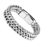 Cross-border new stainless steel front and back men's bracelet 10MM simple domineering punk high-end keel bracelet Glossy.pk