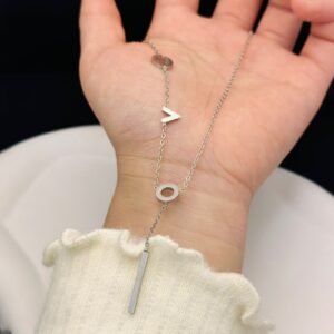 LOVE Letter Necklace — Gold & Steel Colour Options product photo 4 | Glossy.pk Pakistan