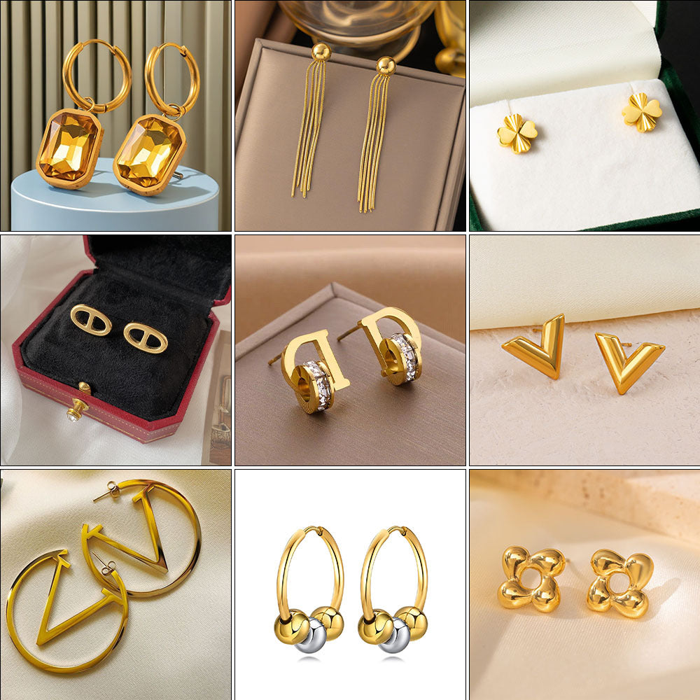 O1CN013AkiX21w5lCXtyyZ2__2218798166257-0-cib-1 French retro earrings high-end non-fading titanium steel haoshi earrings women's personality European and American earrings jewelry wholesale Glossy.pk