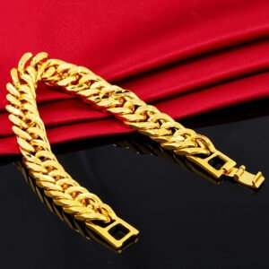 Classic Cuban Men's Bracelet (Gold & Silver colour) product photo 3 | Glossy.pk Pakistan