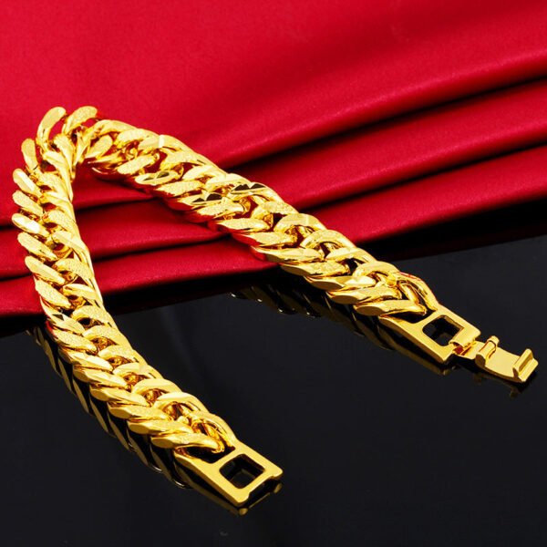 Classic Cuban Men's Bracelet (Gold & Silver colour) product photo 3 | Glossy.pk Pakistan