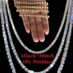 TEMU New European and American Popular Hip Hop Rhinestone Necklace Men's and Women's Hip Hop Necklace Full Rhinestone Single Row Necklace Glossy.pk