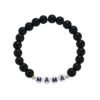 8mm Handwoven Brunge Cord Beaded Bracelet MAMA Mother’s Day Bracelet Black Matte Glossy Glass Beads anti-tarnish jewellery from Glossy.pk, Lahore