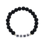 8mm Handwoven Brunge Cord Beaded Bracelet MAMA Mother's Day Bracelet Black Matte Glossy Glass Beads Glossy.pk