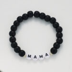 8mm Handwoven Brunge Cord Beaded Bracelet MAMA Mother's Day Bracelet Black Matte Glossy Glass Beads Glossy.pk