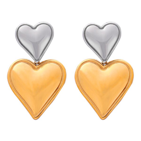 Double layer love butterfly pendant stud earrings stainless steel plated 18K gold plating versatile gradient earrings 21 anti-tarnish jewellery from Glossy.pk, Lahore