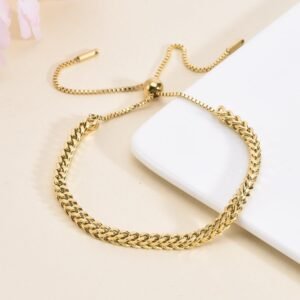 Braided Wheat‑Ear Bracelet (Gold / Steel) product photo 3 | Glossy.pk Pakistan