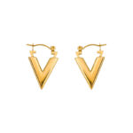 European and American high color retention 2024 new vintage V-letter stud earrings, French Internet celebrity earrings, European and American ins, cold trend Glossy.pk