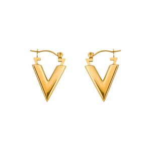 V-letter stud earrings (gold & steel colours)