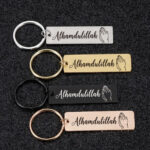 Cross-border hot sale stainless steel small strip personality creative tranquility prayer stainless steel small strip keychain pendant Glossy.pk