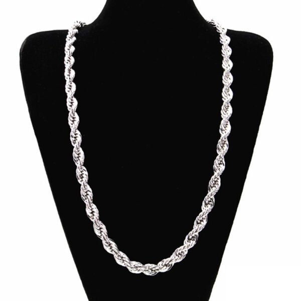 Silver 4mm Chain Men’s Twisted Rope Necklace Bracelet Fashion Women’s Men’s Silver Twist Necklace Quality Jewelry Set anti-tarnish jewellery from Glossy.pk, Lahore