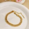 Simple retro niche thick chain gold net red fashion grade clavicle chain titanium steel necklace women anti-tarnish jewellery from Glossy.pk, Lahore