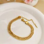 European and American cross-border wholesale simple retro niche thick chain gold net red fashion grade clavicle chain titanium steel necklace women Glossy.pk