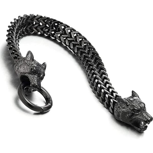 Stainless steel men’s bracelets, titanium steel hip-hop bracelets, Nordic domineering wolf head Viking chains anti-tarnish jewellery from Glossy.pk, Lahore