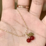 Europe and the United States cross-border wholesale Japan and South Korea sense red cherry pendant necklace women's summer light luxury clavicle chain accessories wholesale