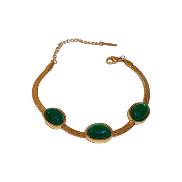 Blade chain retro emerald temperament versatile niche fashion clavicle chain luxury necklace light anti-tarnish jewellery from Glossy.pk, Lahore