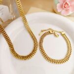 European and American cross-border wholesale simple retro niche thick chain gold net red fashion grade clavicle chain titanium steel necklace women Glossy.pk