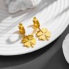 Double layer love butterfly pendant stud earrings stainless steel plated 18K gold plating versatile gradient earrings 21 anti-tarnish jewellery from Glossy.pk, Lahore