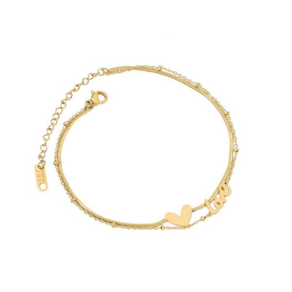 Peach heart double-layered necklace women’s high-end design sense niche light luxury temperament collarbone chain neck snake bone chain jewelry anti-tarnish jewellery from Glossy.pk, Lahore