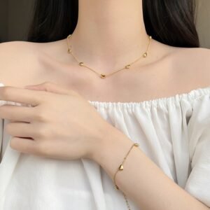Heart-accented Necklace & Bracelet Set