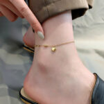 Sense of luxury, delicate shell claw diamond, starfish, titanium steel anklet, sweet ocean style, new ankle and foot chain 22 Glossy.pk