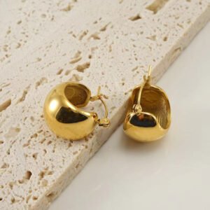 Hollow Hemispheric Earrings — Gold & Steel product photo 4 | Glossy.pk Pakistan