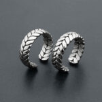 European and American cross-border simple fashion retro wheat ear opening adjustable ring cross-border titanium steel female wholesale jewelry factory Glossy.pk