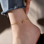 Sense of luxury, delicate shell claw diamond, starfish, titanium steel anklet, sweet ocean style, new ankle and foot chain 22 Glossy.pk