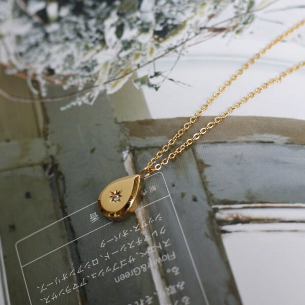 Square & Pear Pendant Necklace — Gold-tone product photo 3 | Glossy.pk Pakistan