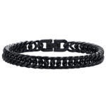 temu cross-border domineering titanium steel jewelry buckle bracelet simple stainless steel European and American style Cuban chain bracelet spot wholesale Glossy.pk