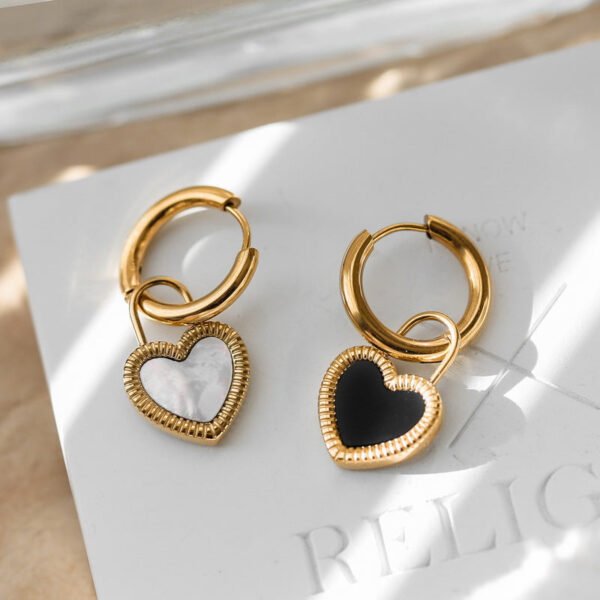 Double layer love butterfly pendant stud earrings stainless steel plated 18K gold plating versatile gradient earrings 21 anti-tarnish jewellery from Glossy.pk, Lahore