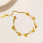 Cross-border, European and American hot-selling style, heart-shaped double-layered new bracelet, stainless steel, fashion hand jewelry, versatile and trendy with 28 Glossy.pk