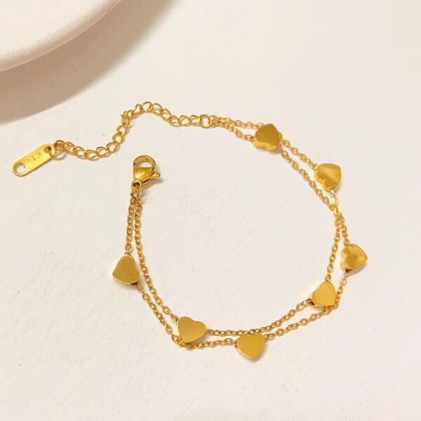Heart-shaped double-layered new bracelet, stainless steel, fashion hand jewelry, versatile and trendy anti-tarnish jewellery from Glossy.pk, Lahore