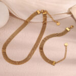 Mesh Chain Metal Coarse Titanium Steel Necklace Bracelet Set Light Luxury Necklace - Image 4