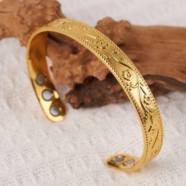 Plum blossom magnet bracelet vintage flower ring bracelet set adjustable men antique red copper bracelet anti-tarnish jewellery from Glossy.pk, Lahore