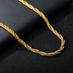 AliExpress New Men's Twisted Rope Domineering 18K Gold Necklace Rough Gold Bracelet Bracelet Metal Plating for Men and Women Glossy.pk
