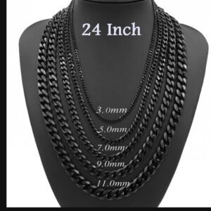 24-inch Men's Chain — 3/5/7mm, Black/Silver/Gold