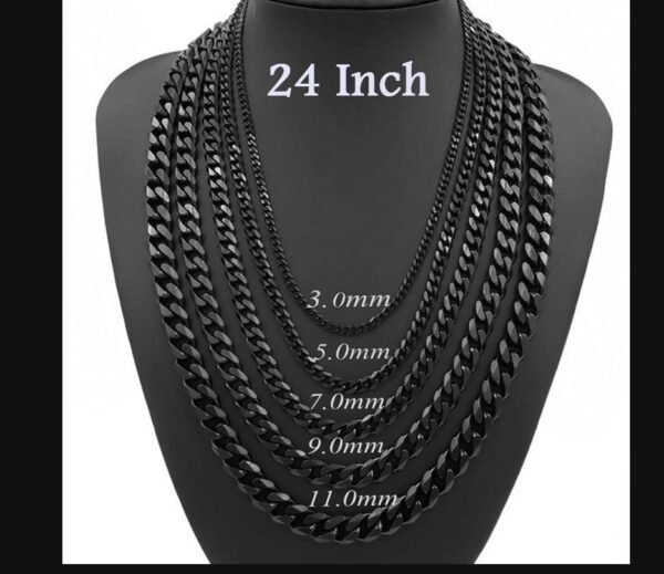 24-inch Men's Chain — 3/5/7mm, Black/Silver/Gold — jewellery from Glossy.pk, Pakistan