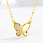 European and American cross-border wholesale white fritillary butterfly necklace light luxury 18k gold clavicle chain niche design exquisite necklace Glossy.pk