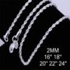 Trend jewelry twist necklace silver-plated 2MM flash twist rope necklace twist chain anti-tarnish jewellery from Glossy.pk, Lahore