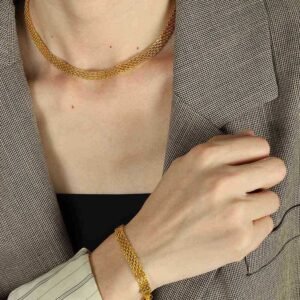 Mesh Chain Necklace & Bracelet Set — Light Luxury