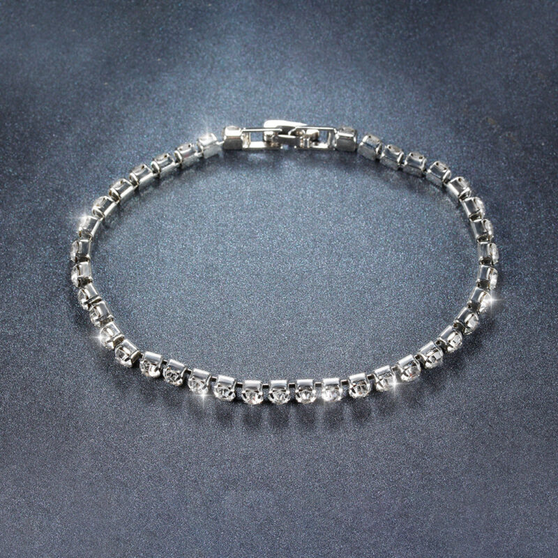 Cross-border TEMU new bracelet hip hop diamond row diamond bracelet European and American fashion diamond full diamond necklace women's jewelry Glossy.pk